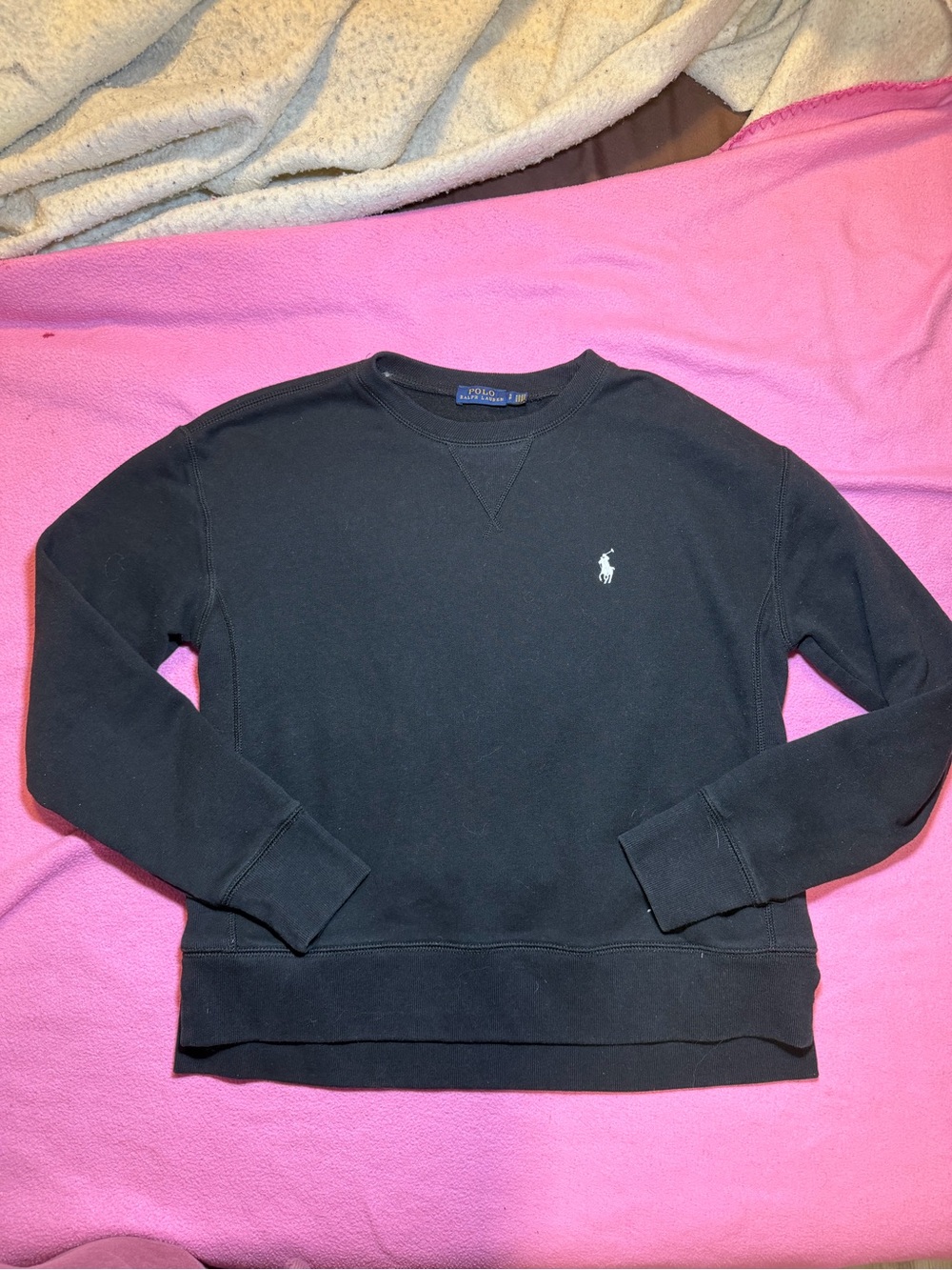 Polo by Ralph Lauren Black Crewneck Sweatshirt with White Pony Emblem